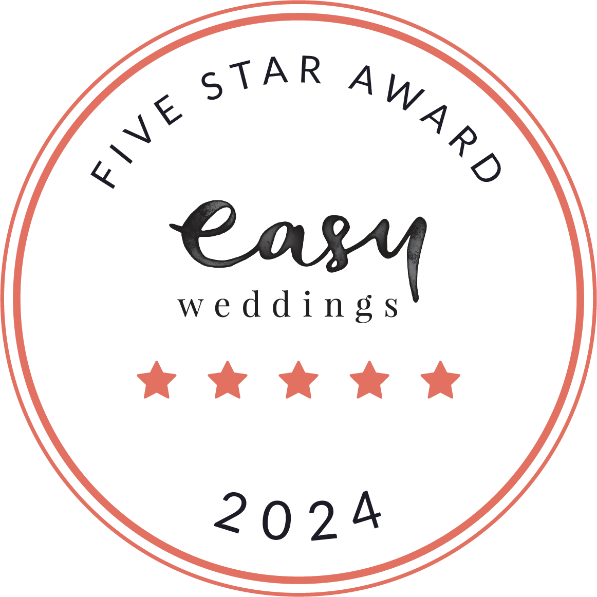 Easy Weddings 5 Star Award 2024