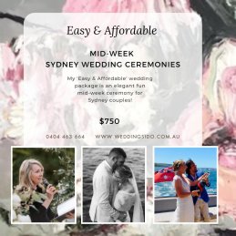 Easy & Affordable  Mid-Week Sydney Weddings $750.00 ~ Innerwest ~ Watson